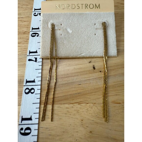 Nordstrom Gold-Tone Long Dangle Earrings Elegant Chain Design For Women - Picture 2 of 9